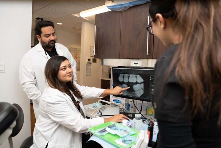 Dentists reviewing x rays at Eastside Modern Dentistry Issaquah 768x513