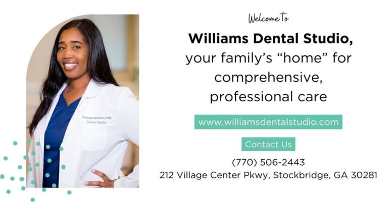 Dentist Stockbridge GA Williams Dental Studio Jessica Williams DMD cover 1 768x401