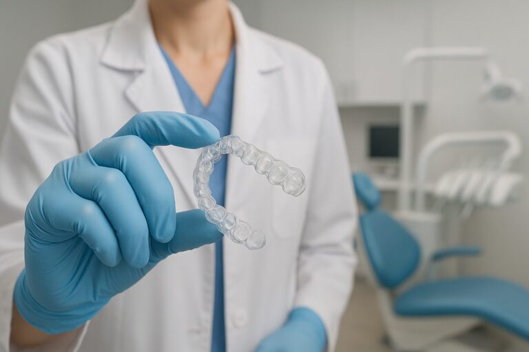 Dental Professional with Retainer in Focus 768x512